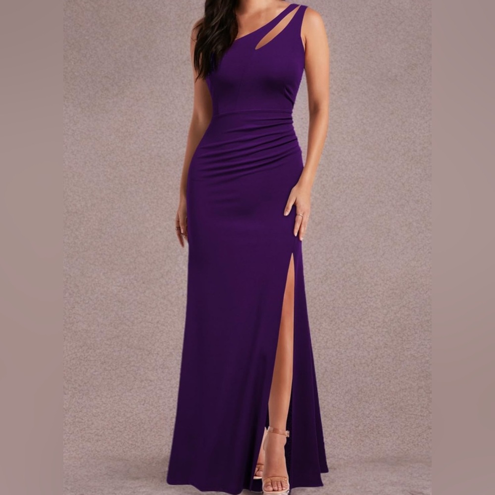 WOOSEA One Shoulder Split Bodycon Mermaid Evening Cocktail Long Dress